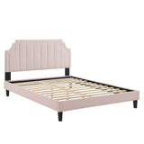 Cypress Performance Velvet Twin Platform Bed in Pink