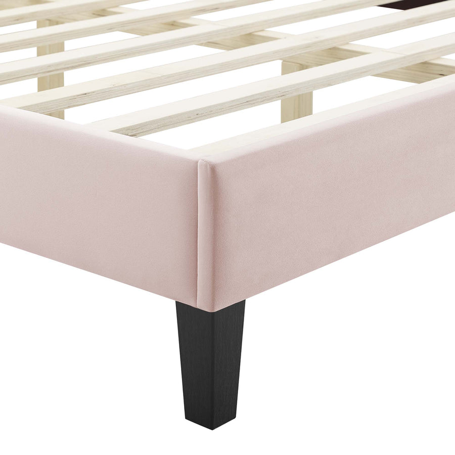 Cypress Performance Velvet Twin Platform Bed in Pink