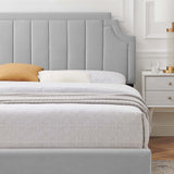 Cypress Performance Velvet Full Platform Bed in Light Gray