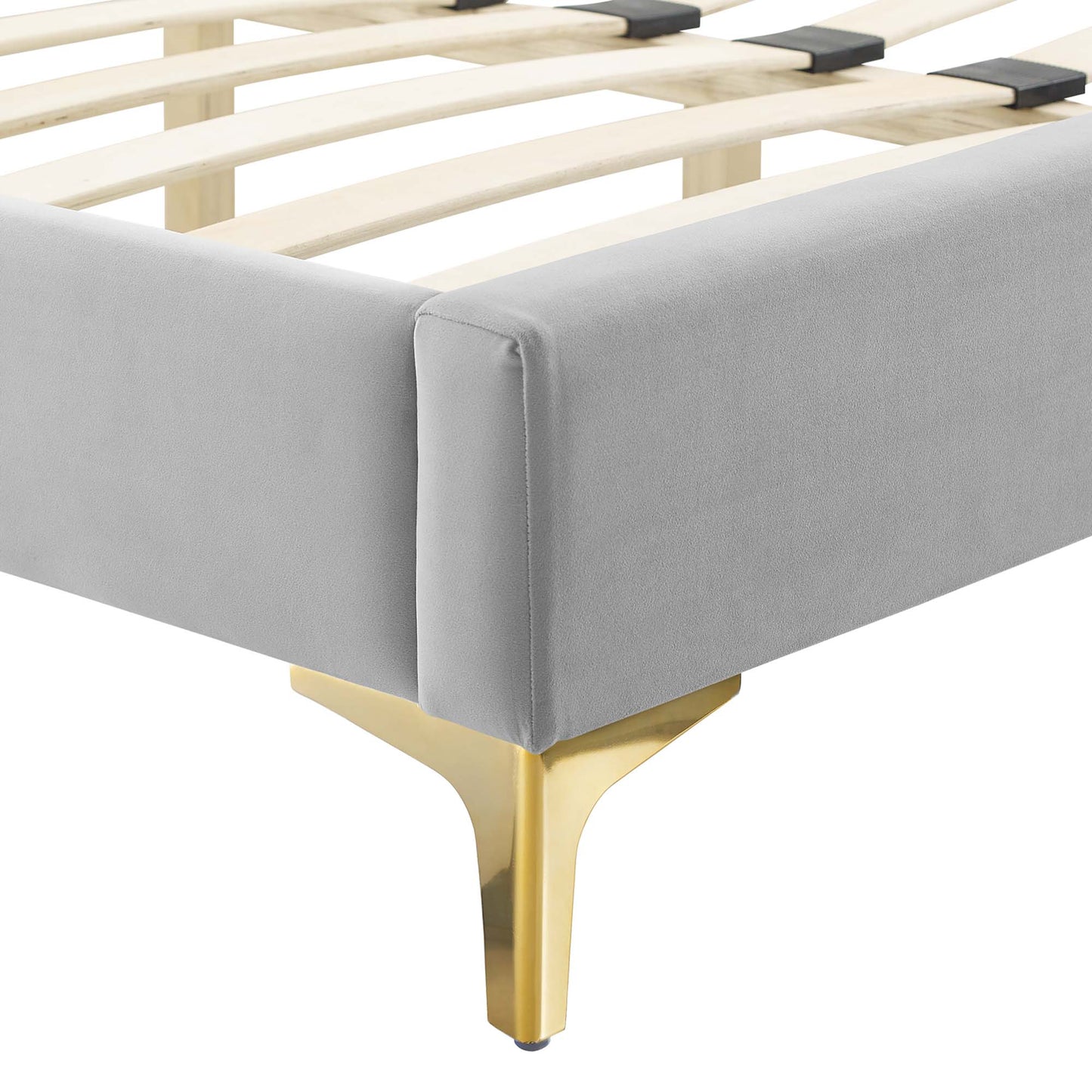 Cypress Performance Velvet Full Platform Bed in Light Gray
