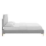 Cypress Performance Velvet Full Platform Bed in Light Gray