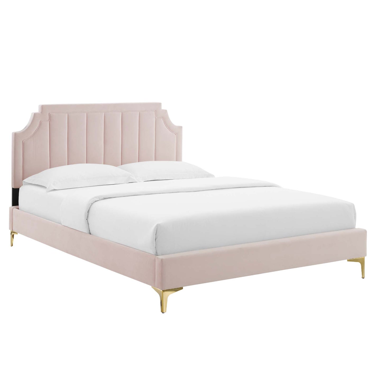Cypress Performance Velvet Full Platform Bed in Pink