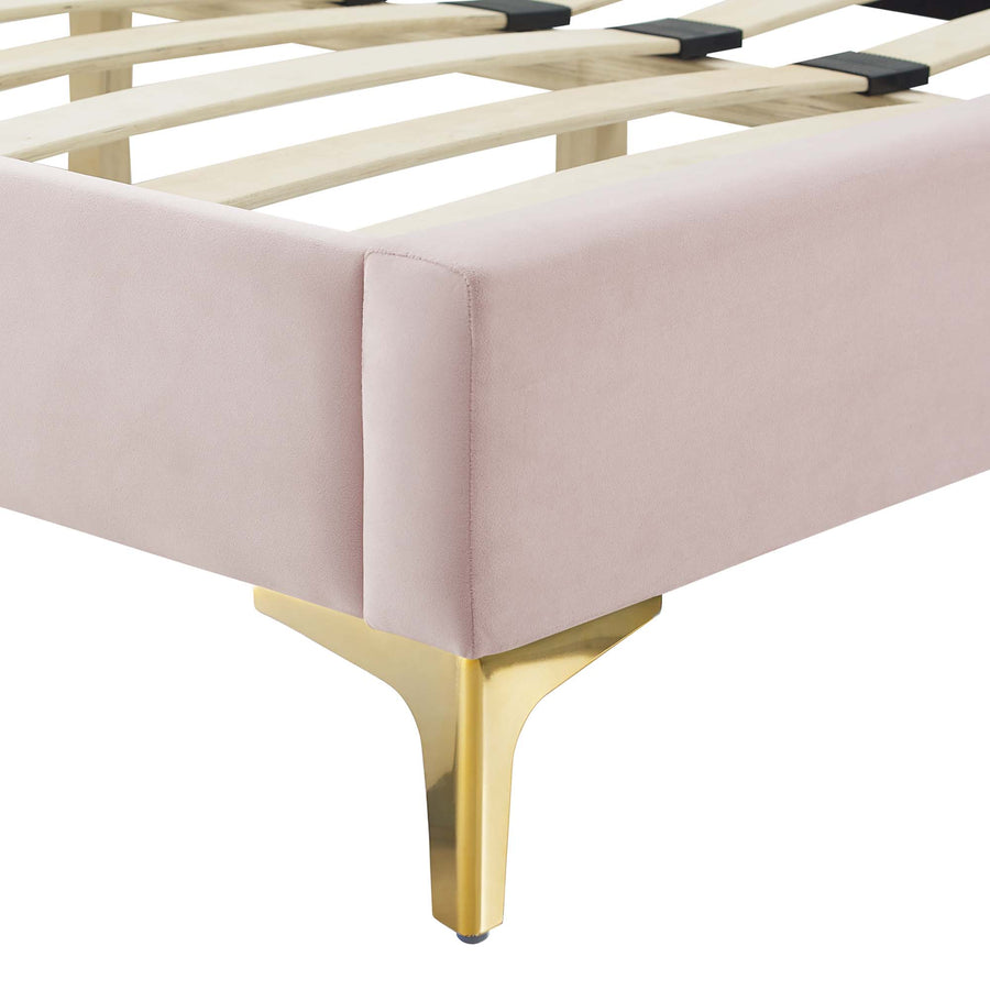 Cypress Performance Velvet Full Platform Bed in Pink