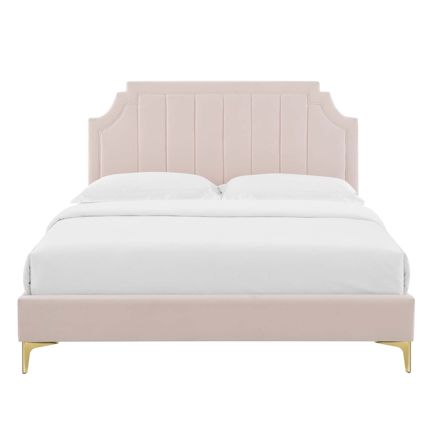 Cypress Performance Velvet Full Platform Bed in Pink