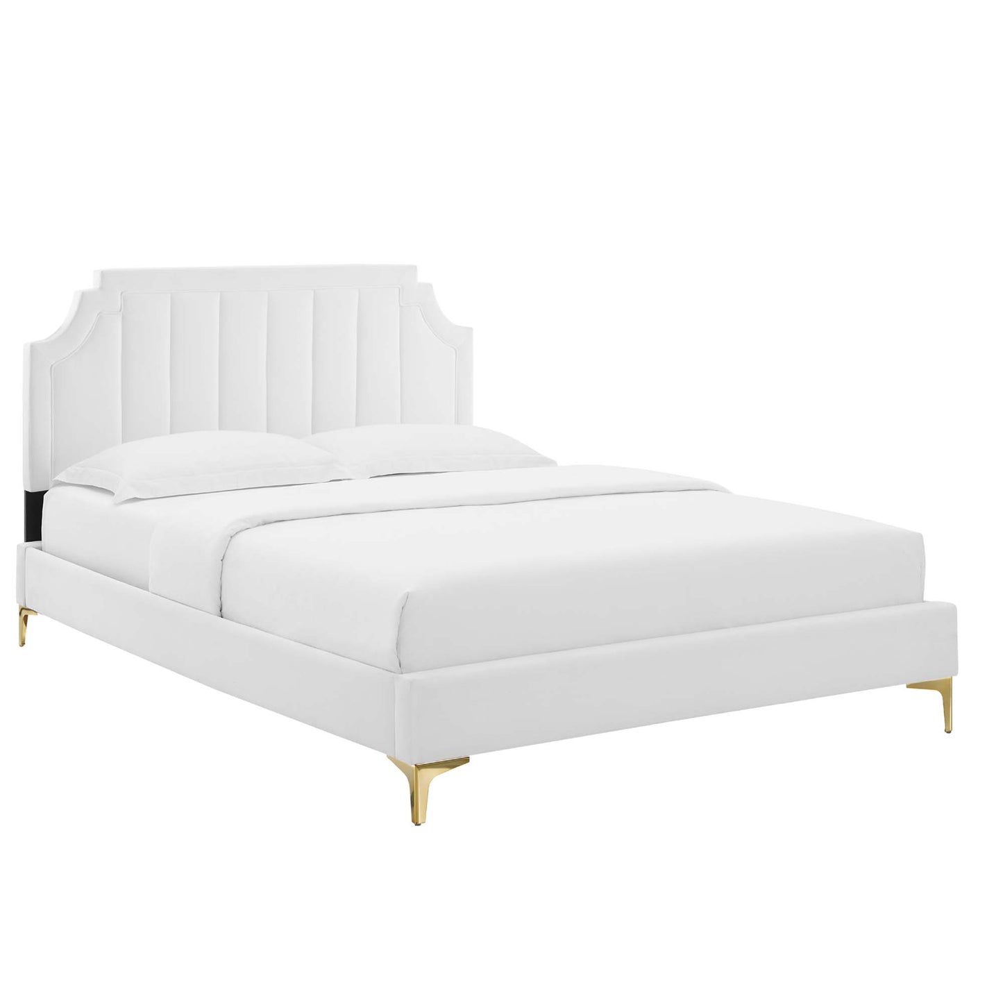 Cypress Performance Velvet Full Platform Bed in White