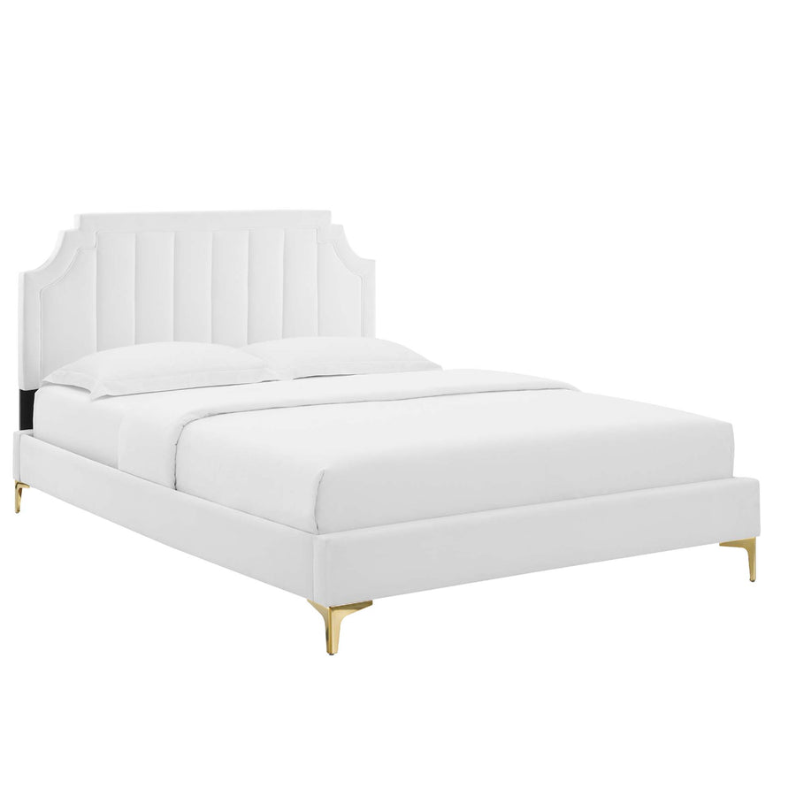 Cypress Performance Velvet Full Platform Bed in White