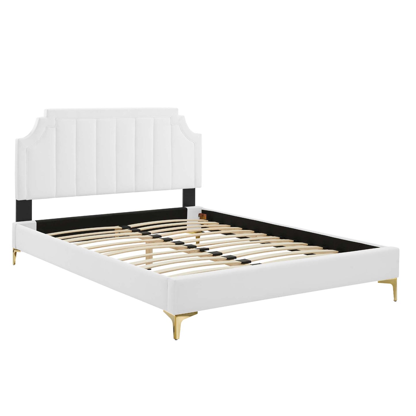 Cypress Performance Velvet Full Platform Bed in White