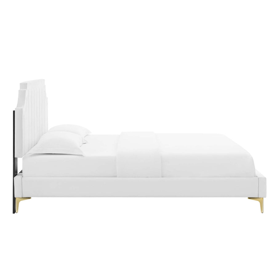 Cypress Performance Velvet Full Platform Bed in White