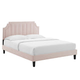 Cypress Performance Velvet Full Platform Bed in Pink