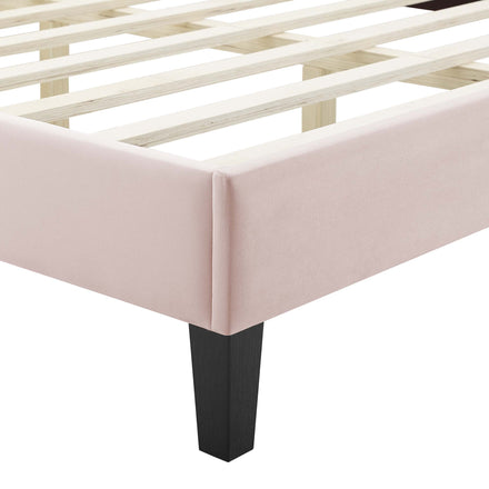 Sienna Performance Velvet Full Platform Bed in Pink