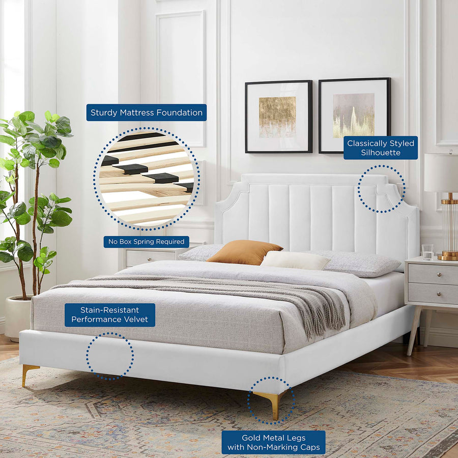 Cypress Performance Velvet King Platform Bed in White