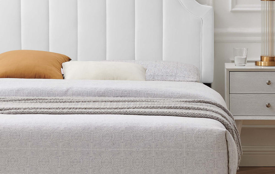 Cypress Performance Velvet King Platform Bed in White