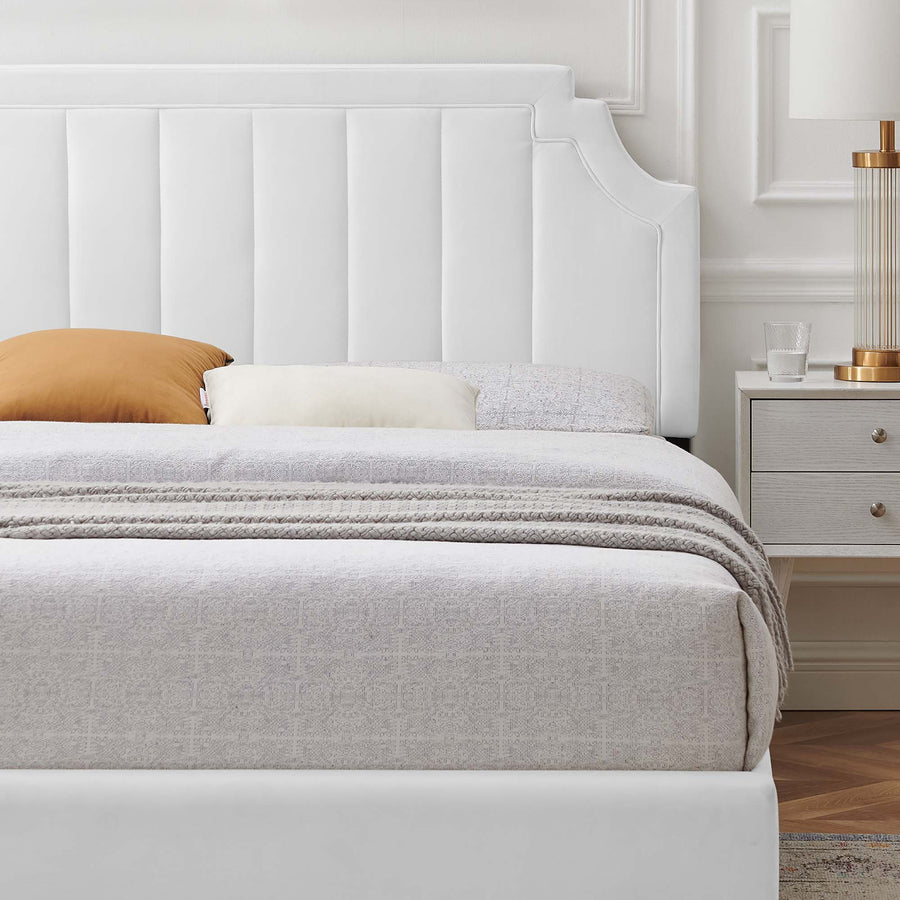 Cypress Performance Velvet King Platform Bed in White
