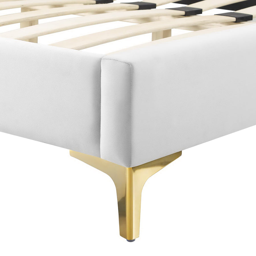 Cypress Performance Velvet King Platform Bed in White