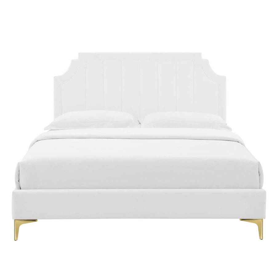 Cypress Performance Velvet King Platform Bed in White