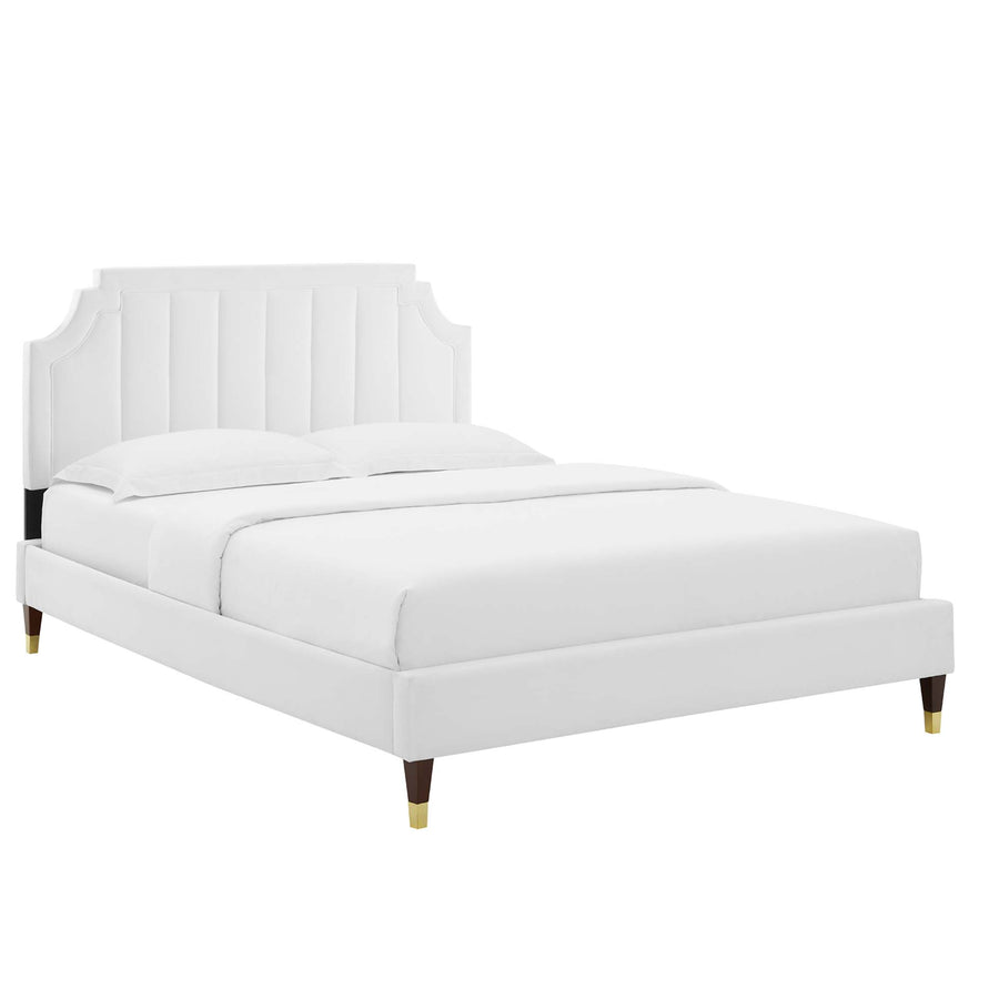 Cypress Performance Velvet King Platform Bed in White