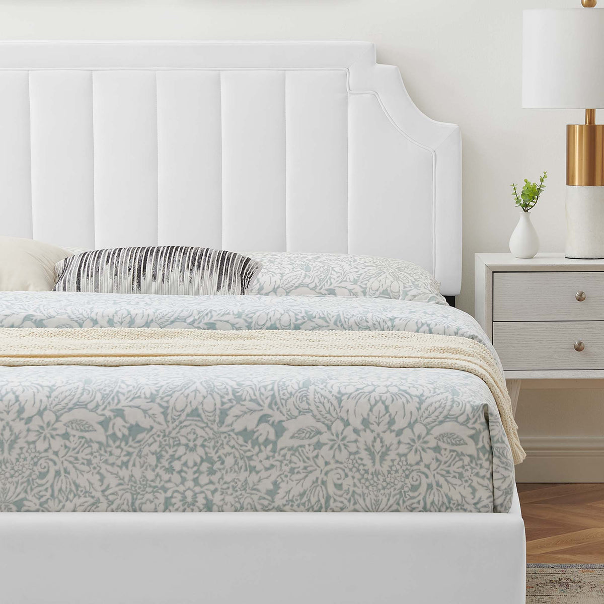 Sienna Performance Velvet King Platform Bed in White