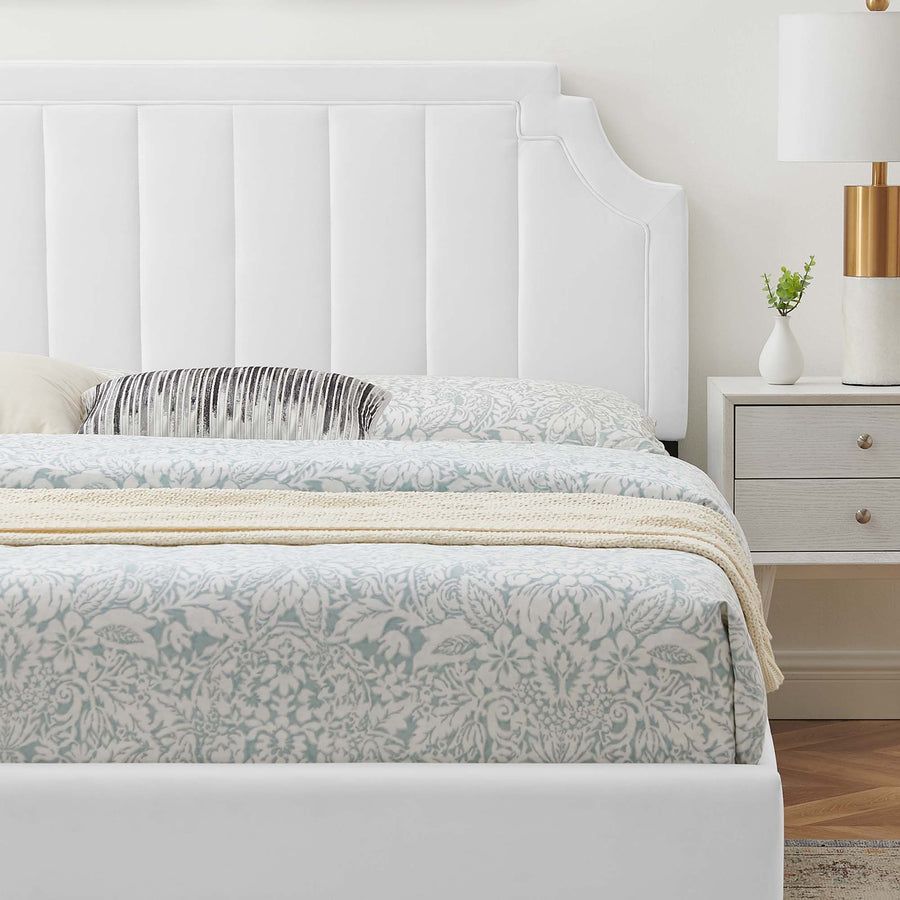 Cypress Performance Velvet King Platform Bed in White