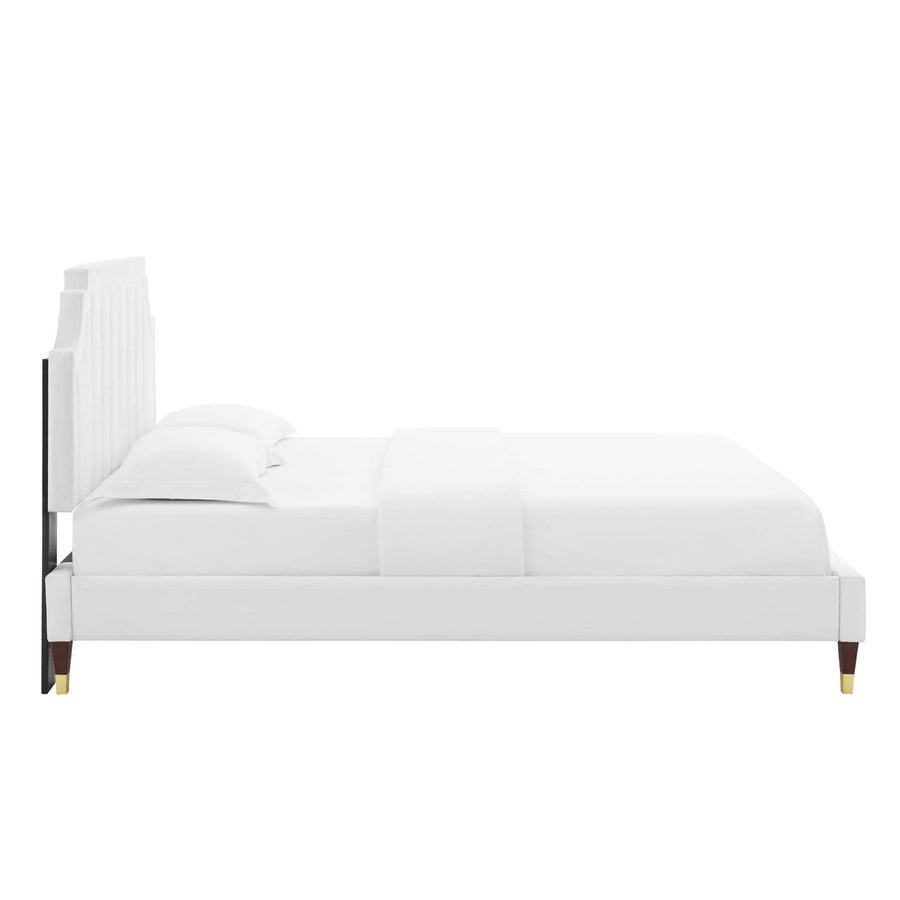 Cypress Performance Velvet King Platform Bed in White