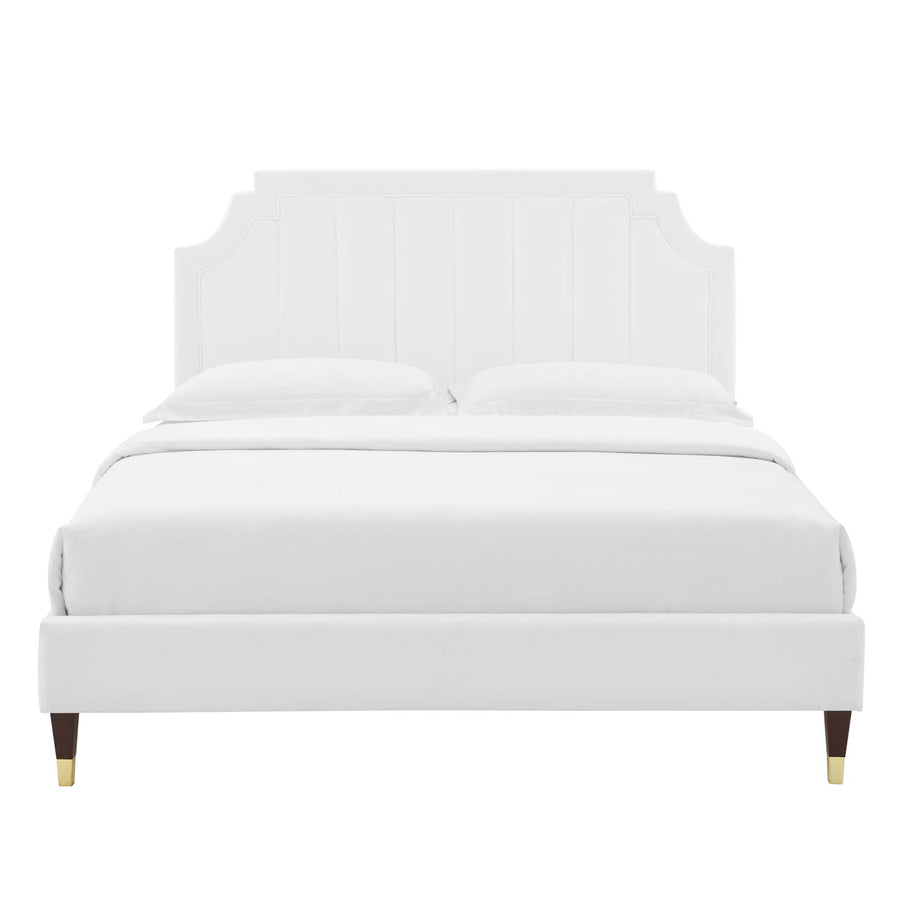 Cypress Performance Velvet King Platform Bed in White