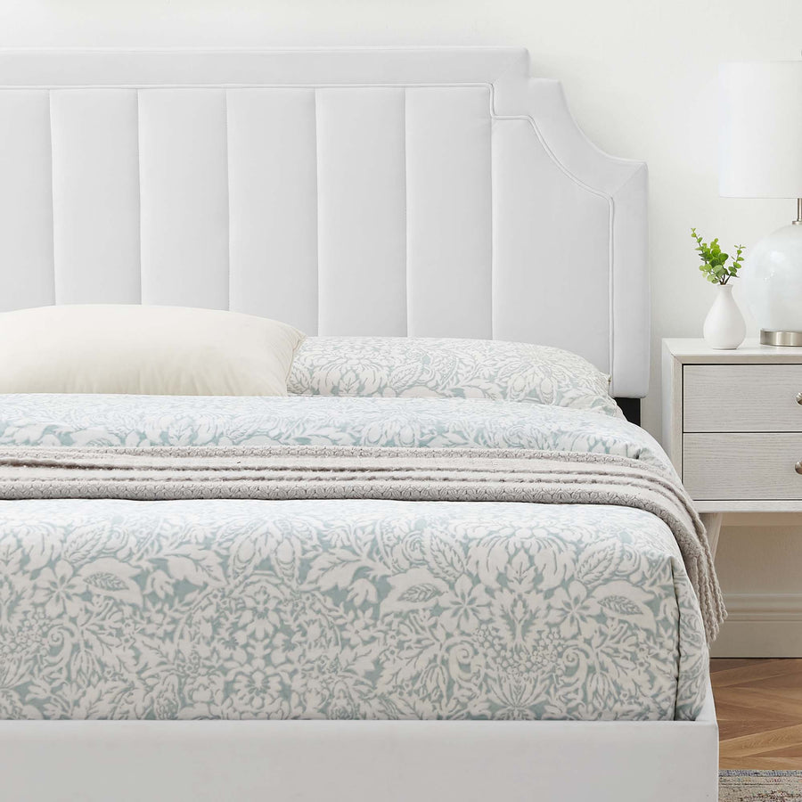 Cypress Performance Velvet King Platform Bed in White