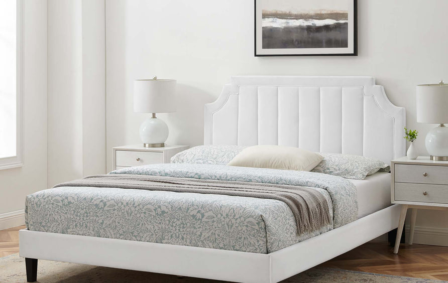 Cypress Performance Velvet King Platform Bed in White