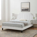 Cypress Performance Velvet King Platform Bed in White