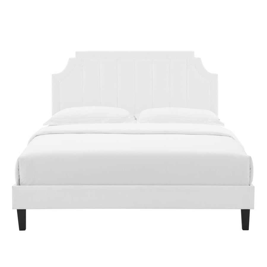 Cypress Performance Velvet King Platform Bed in White