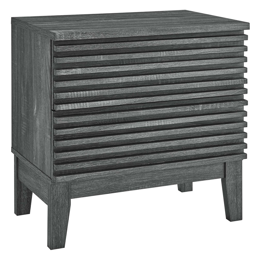 Vera Two-Drawer Nightstand in Charcoal