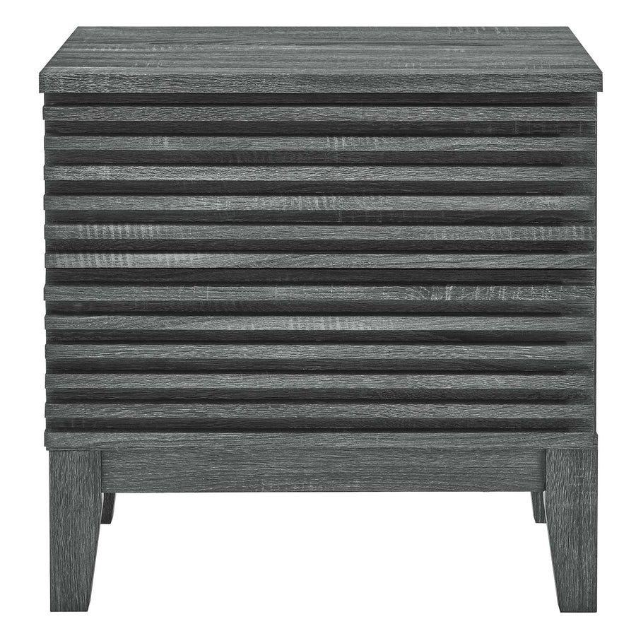 Vera Two-Drawer Nightstand in Charcoal