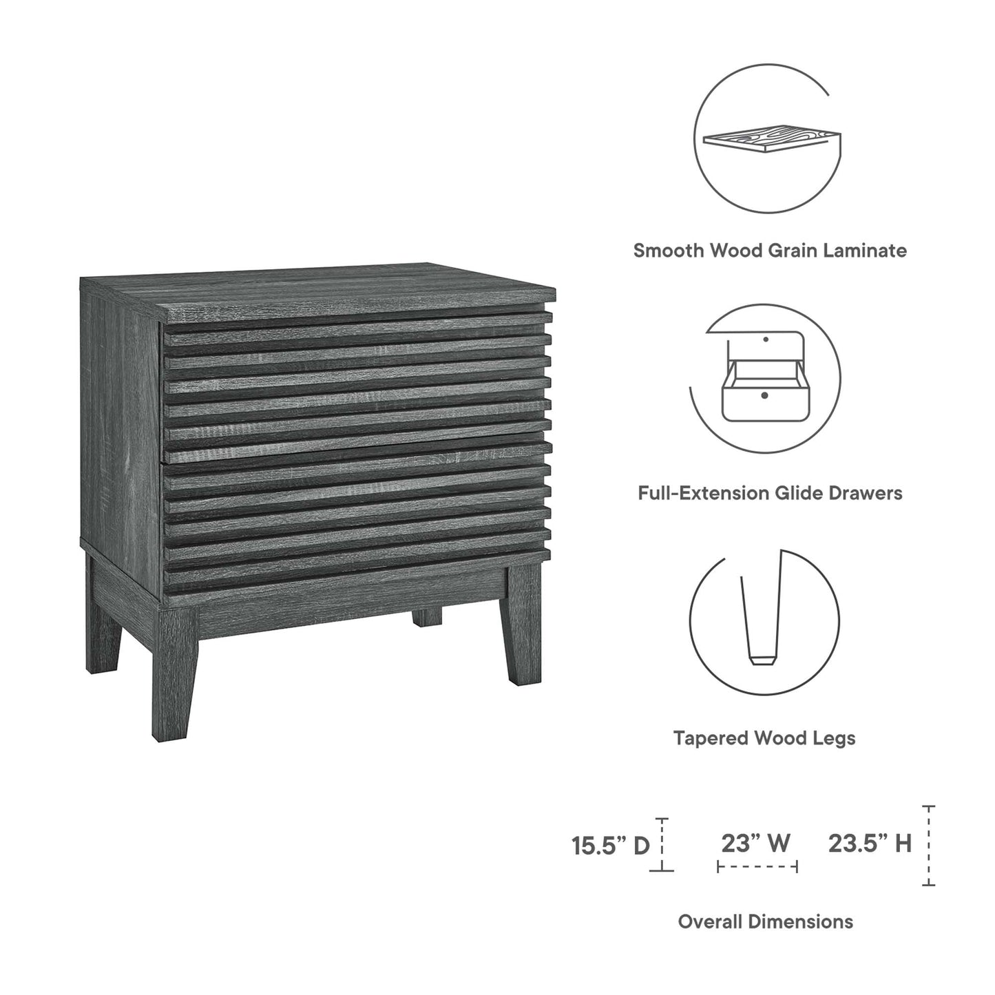 Render Two-Drawer Nightstand by Furniture For America