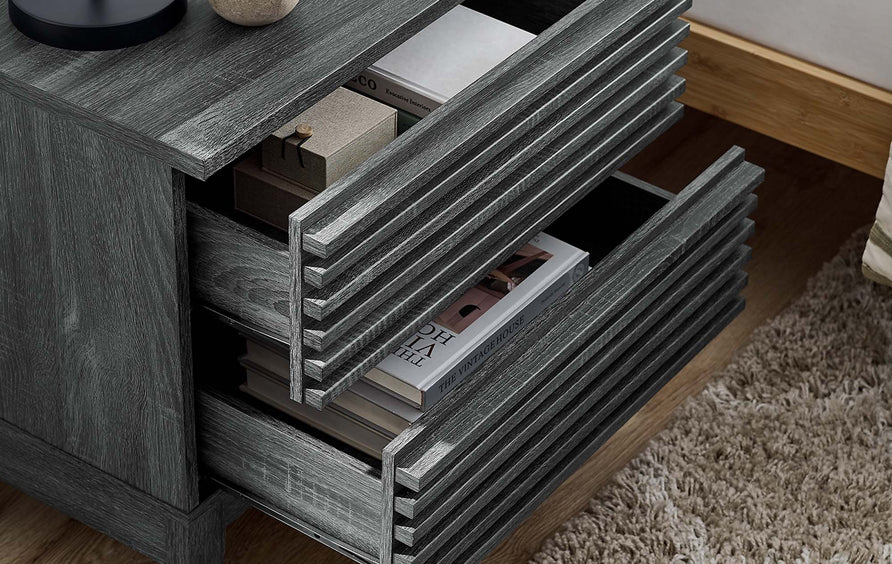 Vera Two-Drawer Nightstand in Charcoal