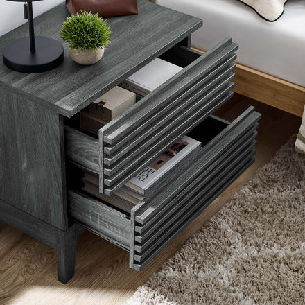 Render Two-Drawer Nightstand in Charcoal