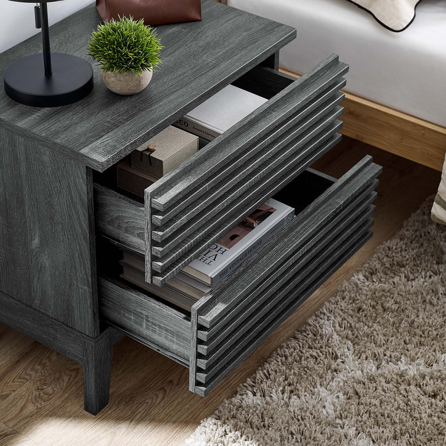 Vera Two-Drawer Nightstand in Charcoal