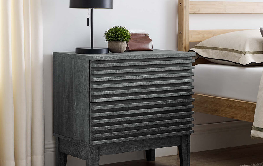 Vera Two-Drawer Nightstand in Charcoal