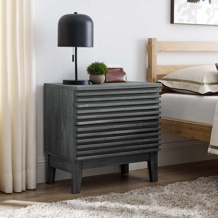 Vera Two-Drawer Nightstand in Charcoal