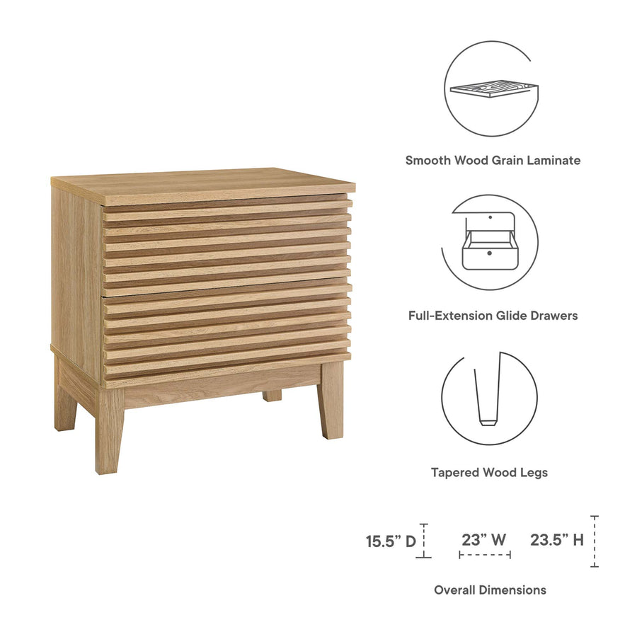 Vera Two-Drawer Nightstand in Oak