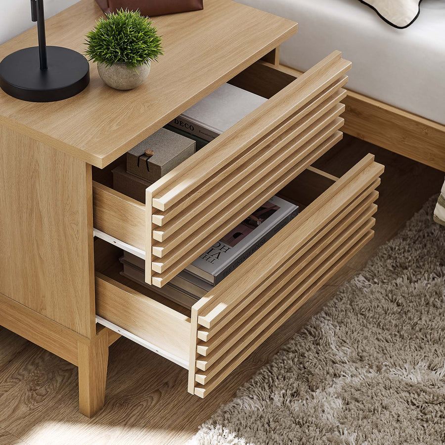 Vera Two-Drawer Nightstand in Oak