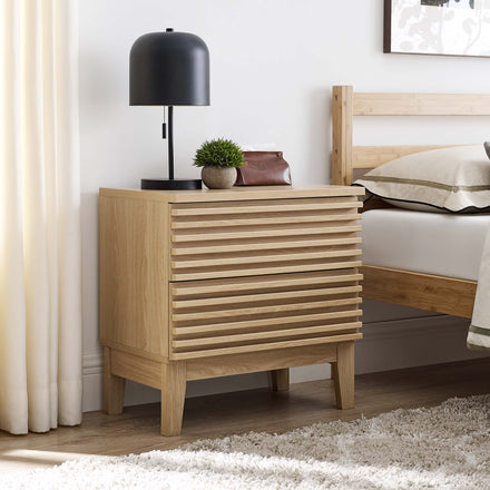 Render Two-Drawer Nightstand in Oak