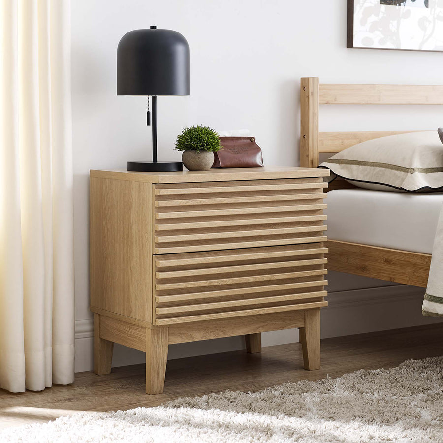 Vera Two-Drawer Nightstand in Oak