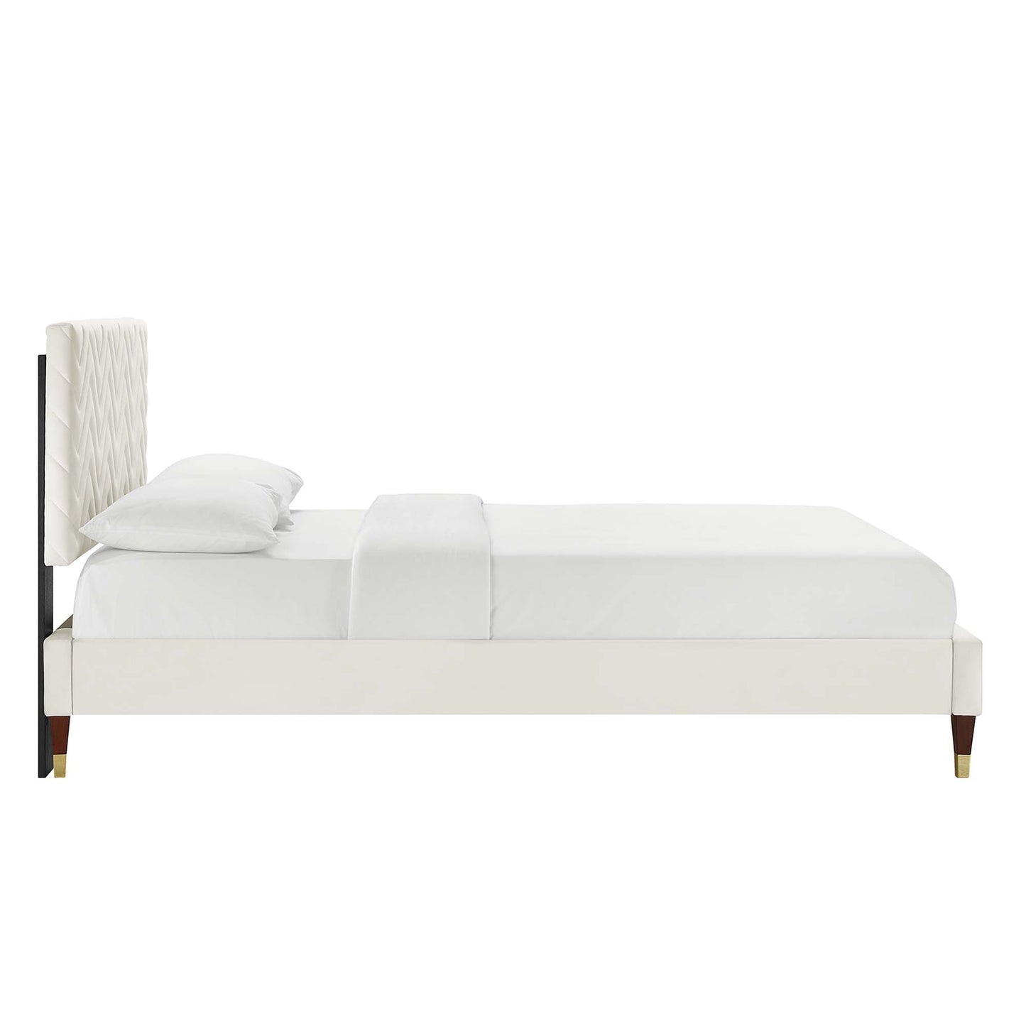 Leah Chevron Tufted Performance Velvet Queen Platform Bed by Furniture For America