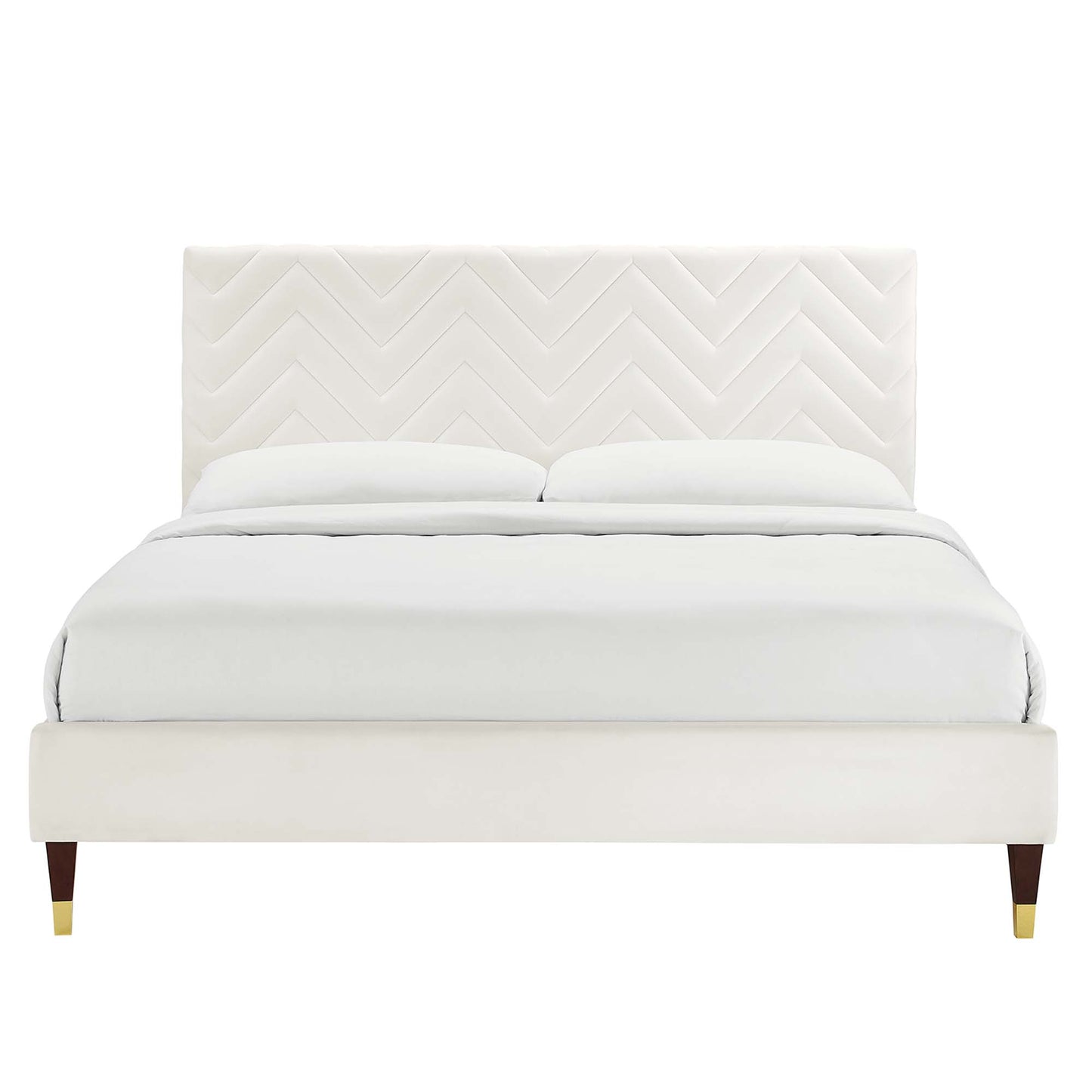 Leah Chevron Tufted Performance Velvet Queen Platform Bed by Furniture For America
