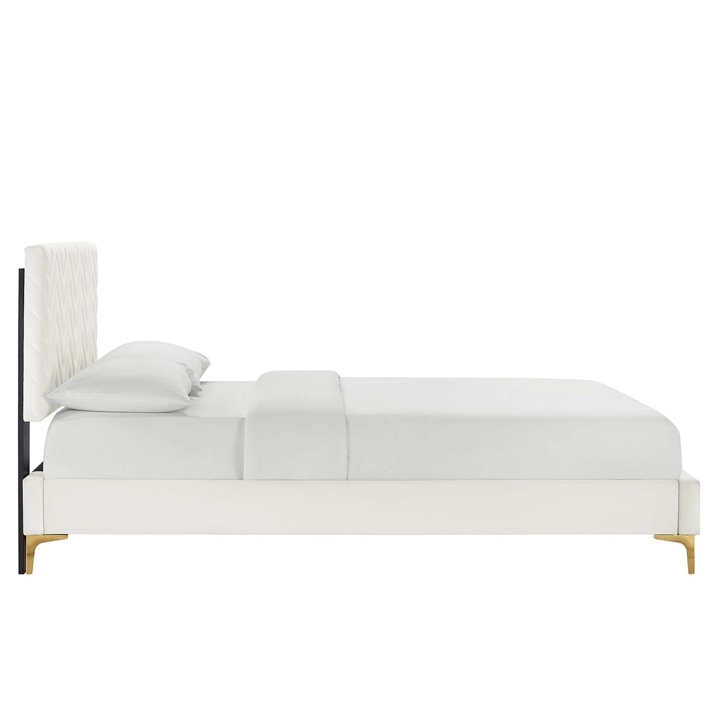 Leah Chevron Tufted Performance Velvet Queen Platform Bed by Furniture For America