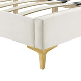 Easton Chevron Tufted Performance Velvet Full Platform Bed in White