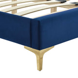 Cobalt Channel Tufted Performance Velvet Full Platform Bed in Navy