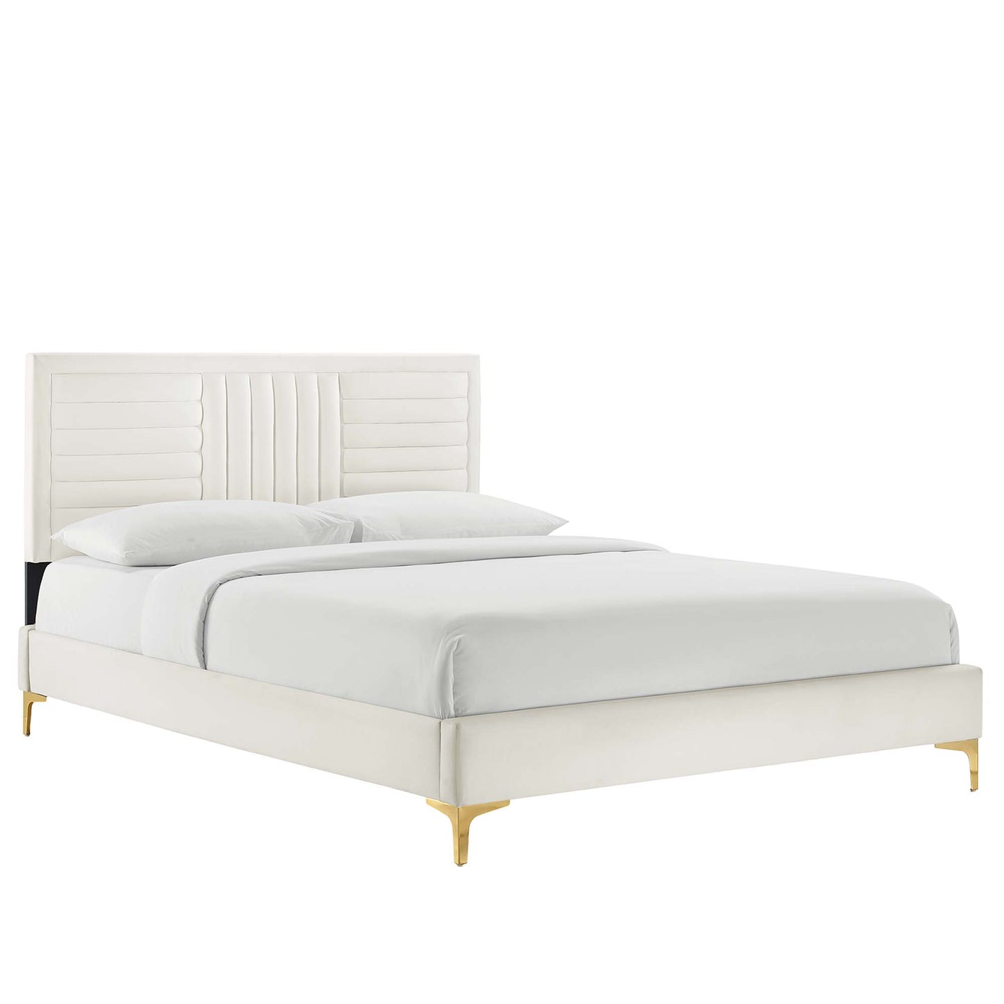 Sofia Channel Tufted Performance Velvet King Platform Bed by Furniture For America
