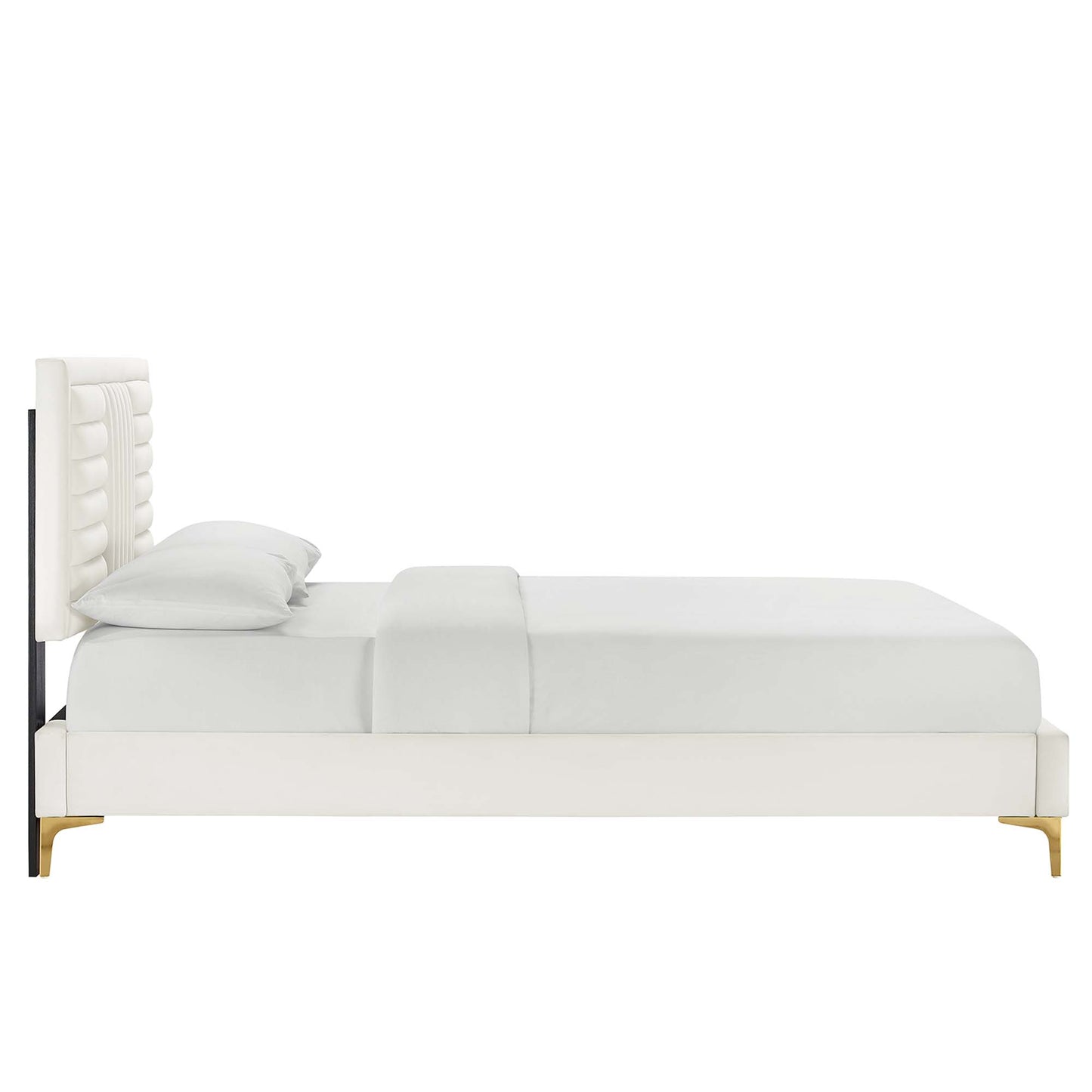 Sofia Channel Tufted Performance Velvet King Platform Bed by Furniture For America