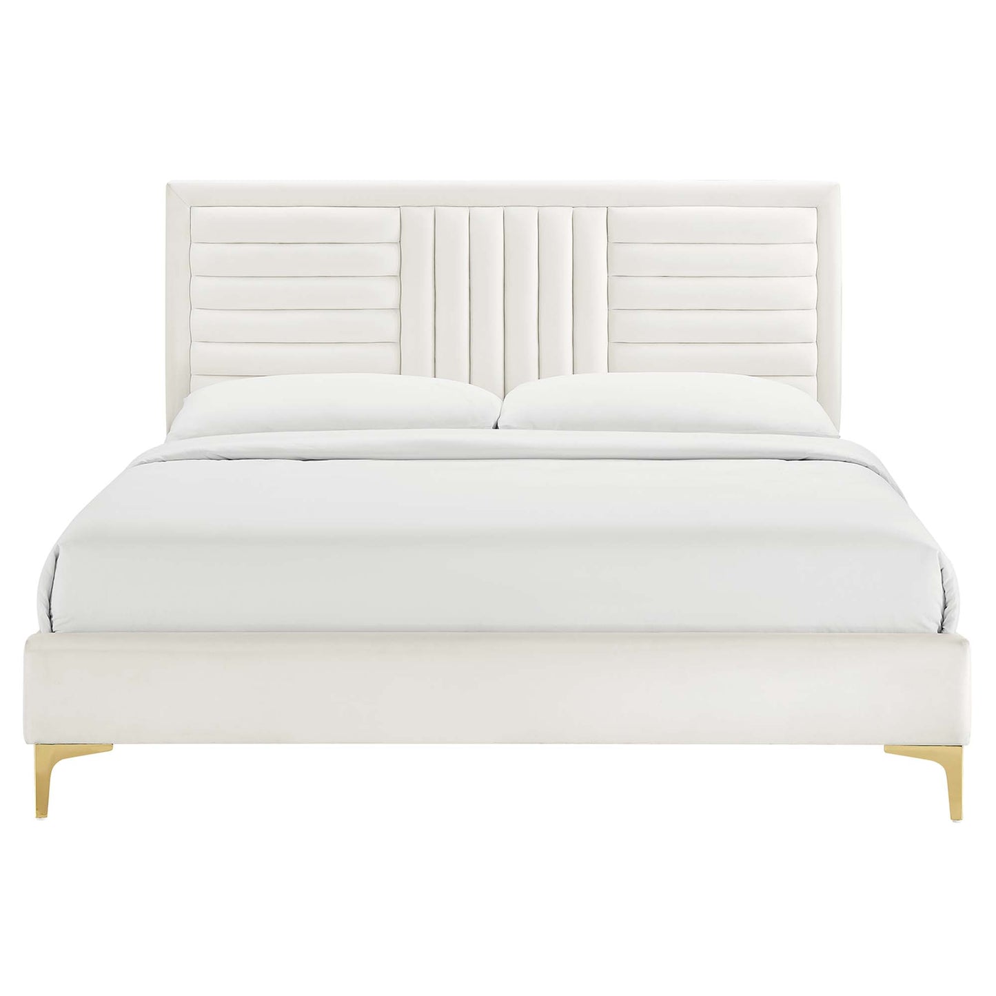 Sofia Channel Tufted Performance Velvet King Platform Bed by Furniture For America