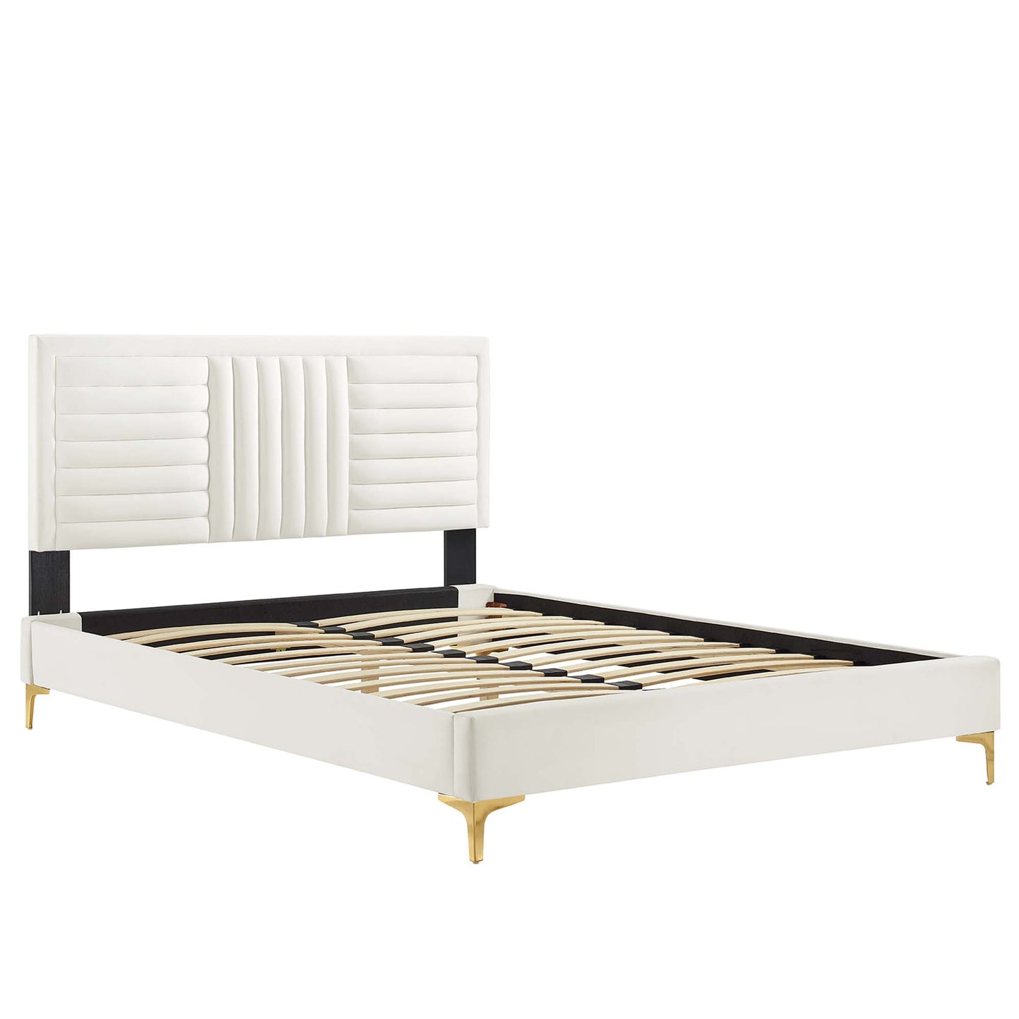 Sofia Channel Tufted Performance Velvet King Platform Bed by Furniture For America