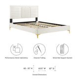 Cobalt Channel Tufted Performance Velvet King Platform Bed in White